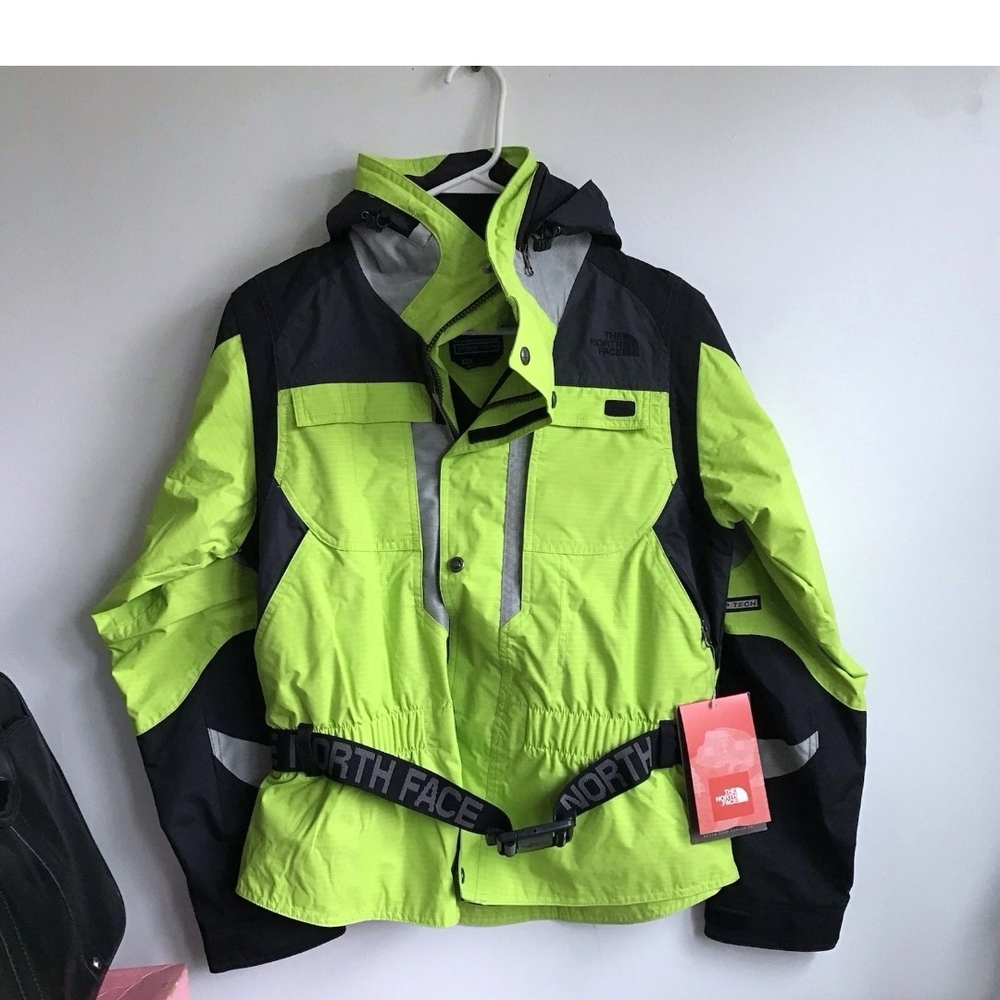 The North Face Kids Neon Green and Black Raincoat